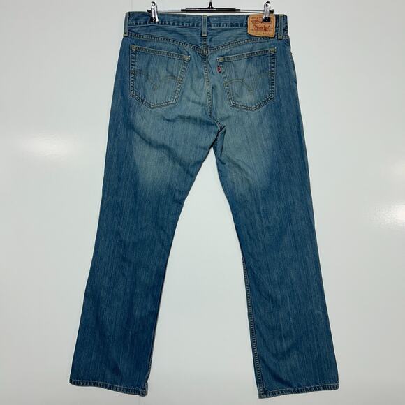 Levis 527 Jeans Mens 36x34 Blue Low Boot Cut Medium Wash Workwear Cowboy Western - Picture 3 of 12